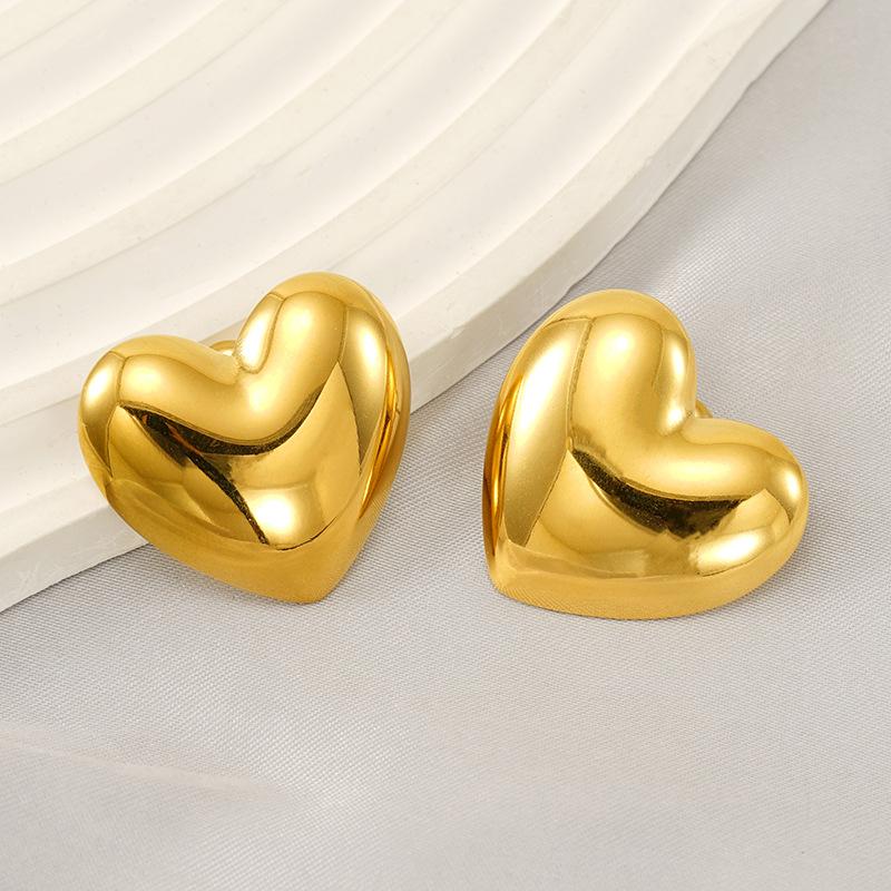 Серьги Metal sense из нержавеющей стали 18 карат, модные, универсальные, из титановой стали, персиковые, в форме сердца, серьги-гвоздики для женщин старшего возраста