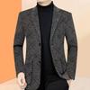Men Jacket Turn-down Collar Long Sleeve Pockets Single-breasted Thick Warm Cardigan Loose Plus Size Mid Length Casual Business Style Men Coat