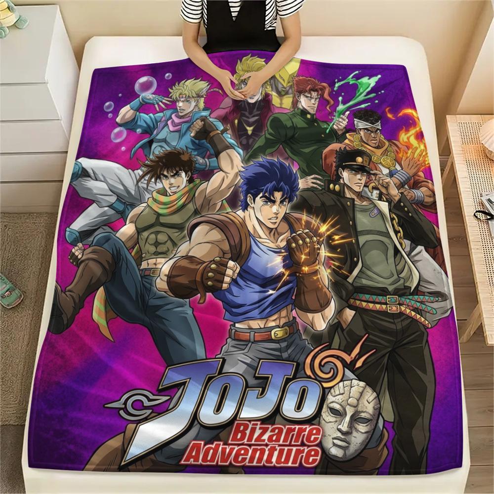 1PC Jojo'S Bizarre Adventure Patterned Flannel Blanket Suitable For All Seasons For Home Decor Warmth And Comfort Gifts Holiday Present