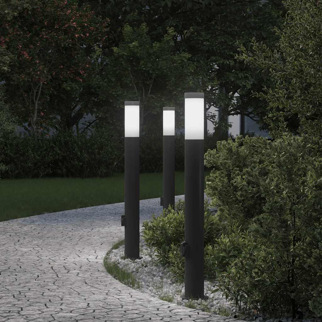 3 Pack Stainless Steel Bollard Lights with Socket 80 cm IP44