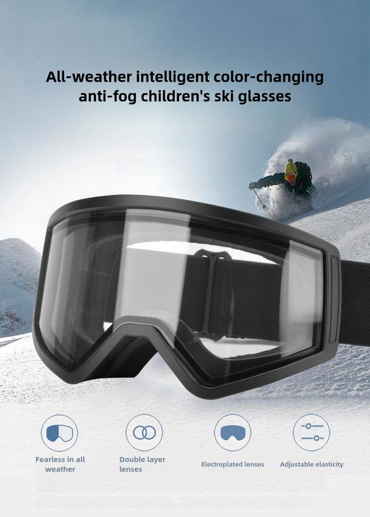 New Children's Ski Glasses Double Layer Anti-fog Color-changing Goggles Outdoor Kids Ski Goggles
