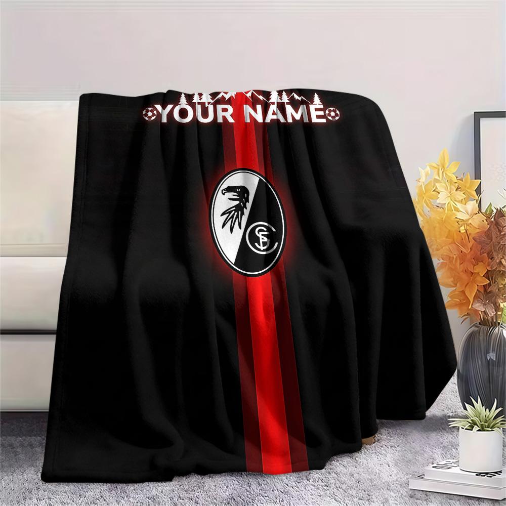 Custom Name SC Freiburg Flannel Blanket, High quality Comfortable for All Seasons, Home Decor, Warmth and Comfort