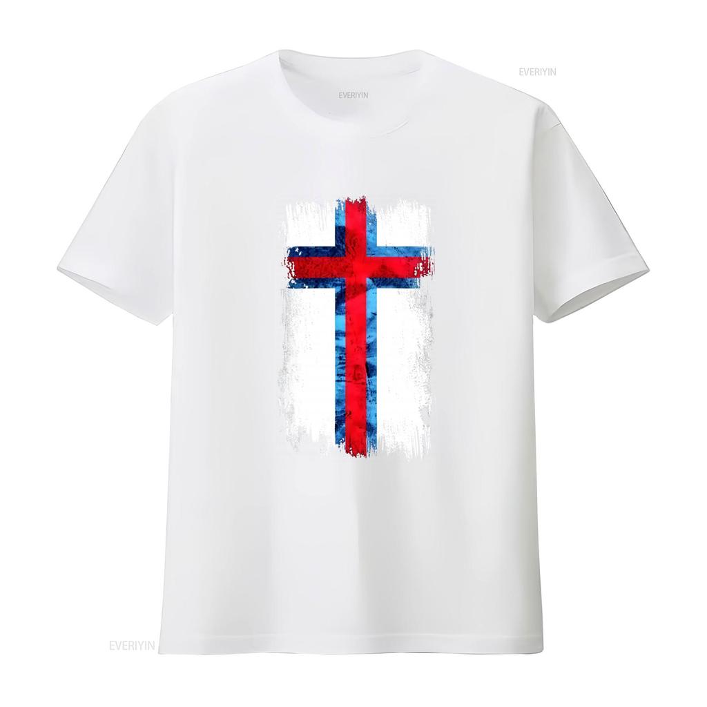 ФАРЕРСКИЕ ОСТРОВА ГРАНЖ ФЛАГ МУЖСКАЯ ФУТБОЛКА FØROYAR ФАРЕРСКИЙ FÆRØERNE ДИЗАЙН винтажный Выстиранный Стильный Унисекс мода уличная одежда