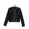 Black Spring Summer Autumn Women's Fashion Versatile Slim Fit Trendy Palace Embroidered Velvet Coat Women