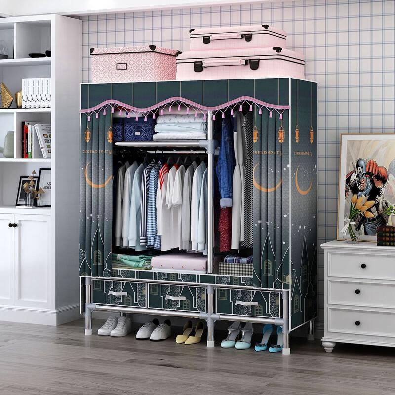 Thickened Fabric Wardrobe with Drawers
