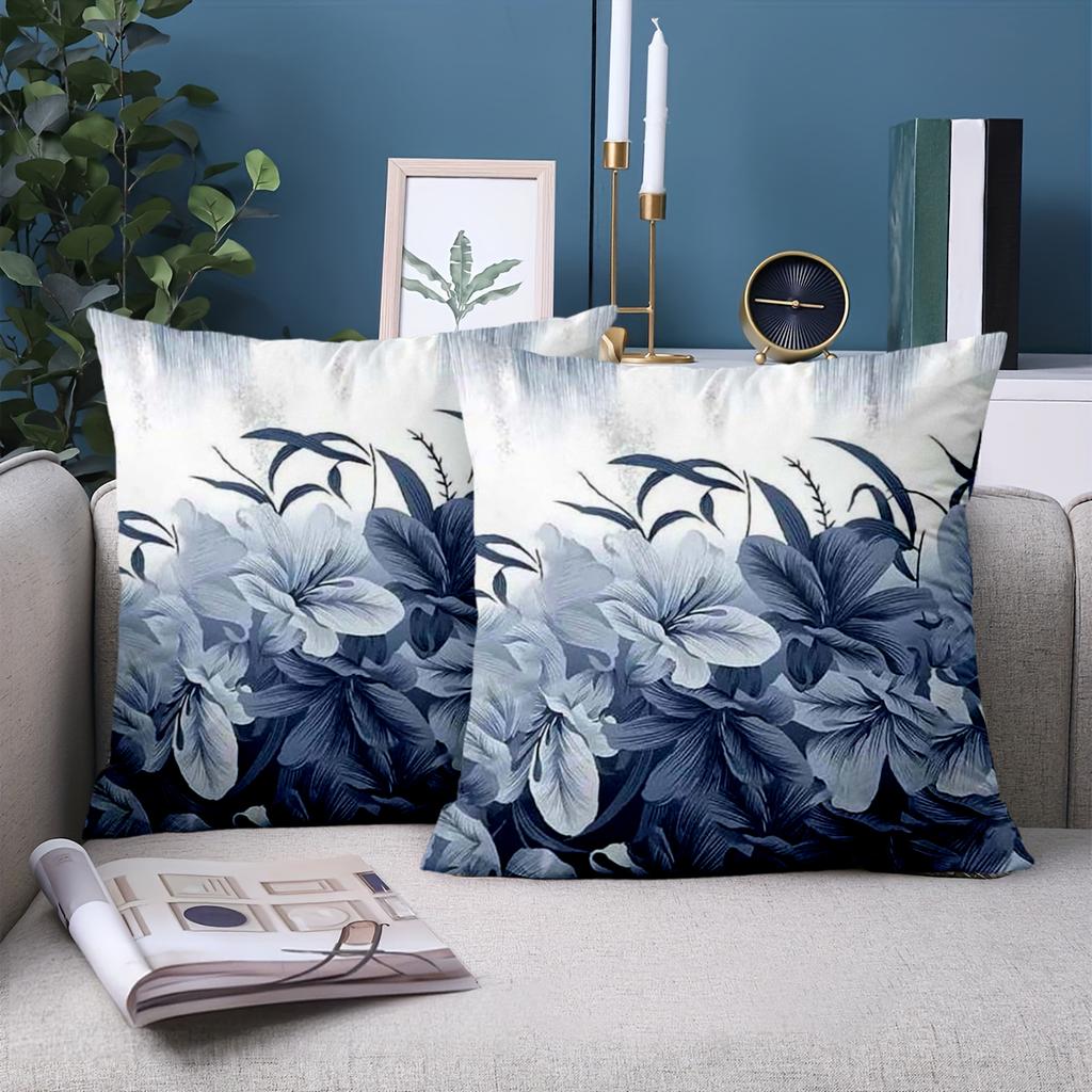 1 pieces -2D flat printing Blue and White Floral Patterned Decorative Throw Pillows Polyester pillowcase, sofa  cushion cov
