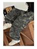 Girls' Wide-Leg Fleece Camo Cargo Pants - Retro American Style for Autumn/Winter 2025