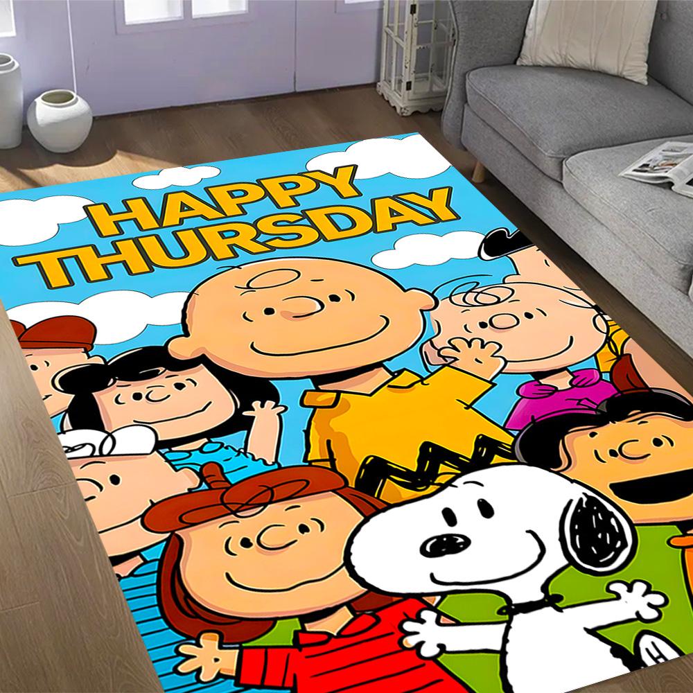Snoopy's Peanuts Gang Themed Anti-Slip Rugs - Polyester Home Decor, Suitable for Bedrooms, Living Rooms, Doorways, Studios, and Decorations