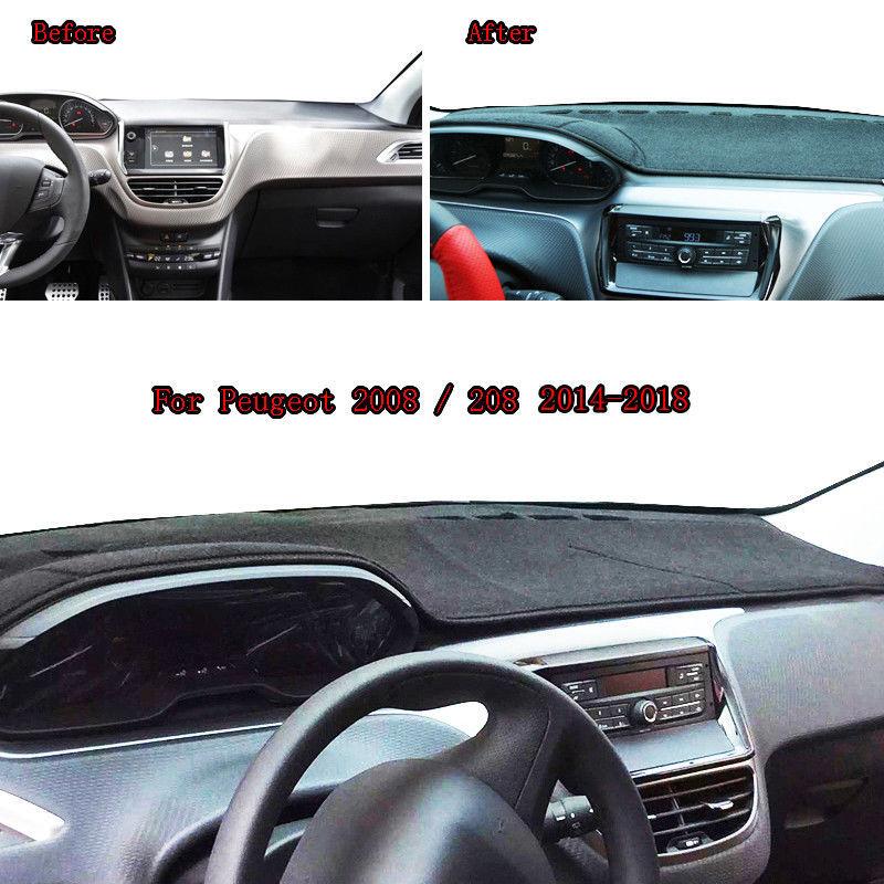 Для Peugeot 208 2008 2013-2015 2016 2017 2018 Коврик на панель автомобиля Mat Pad Dashmat Солнцезащитный коврик Защита панели Ковровые аксессуары