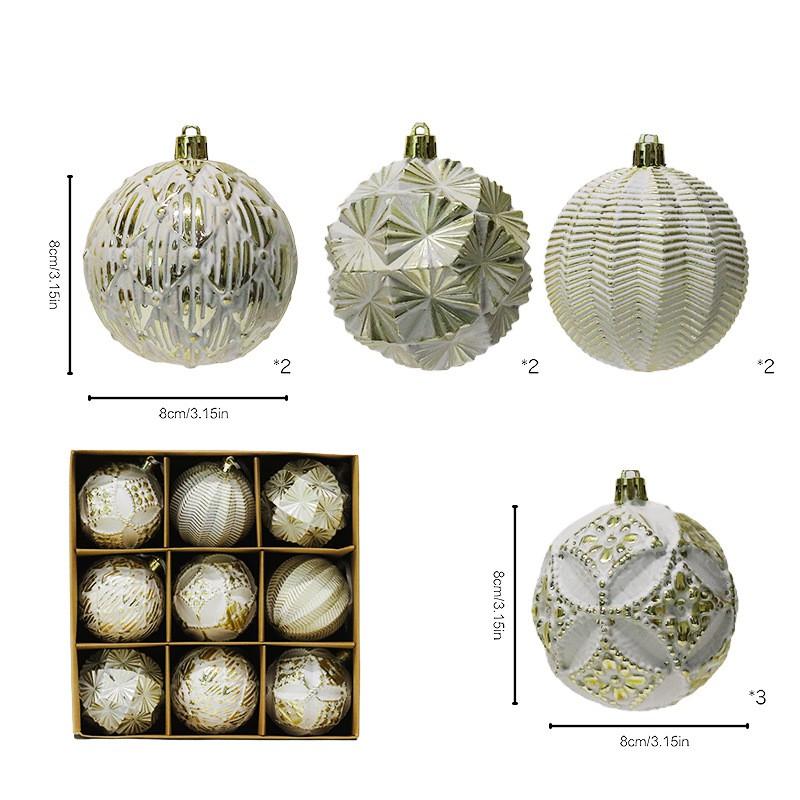 Christmas Decorative Balls 8cm Vintage Baubles White Gold Ornaments Tree