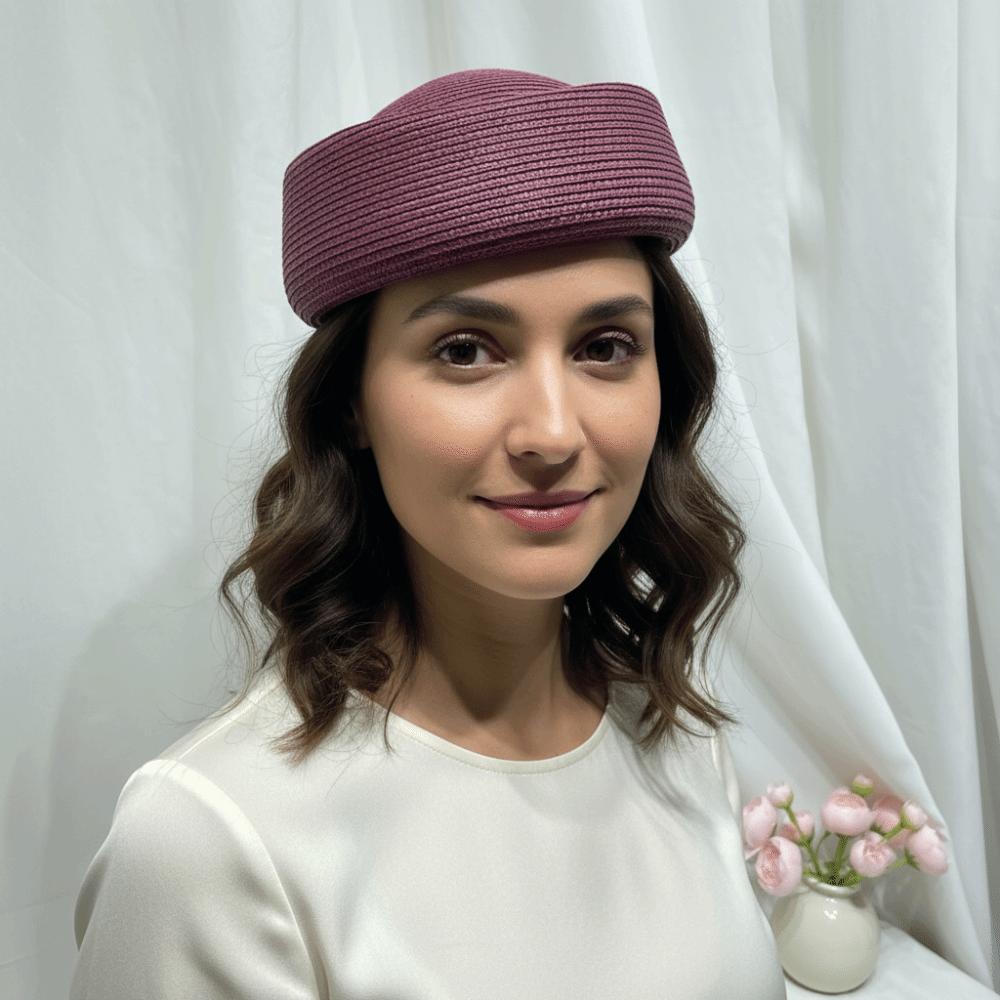Elegant Flight Attendant Hat Teardrop Vintage Sun Hat Fashion Straw Beret Hat Cocktail Event