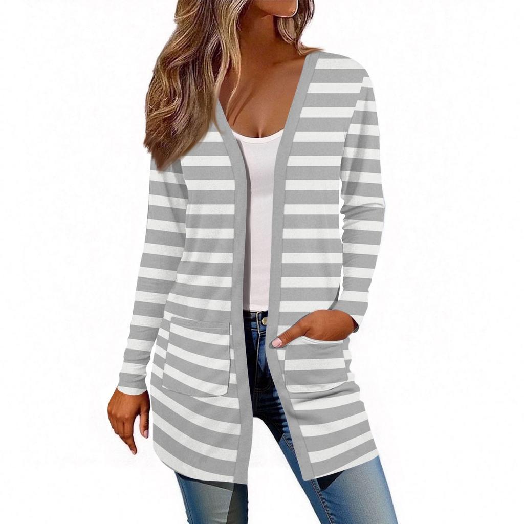 Women's Long Sleeve Cardigan Casual Jacket With Pockets Top
