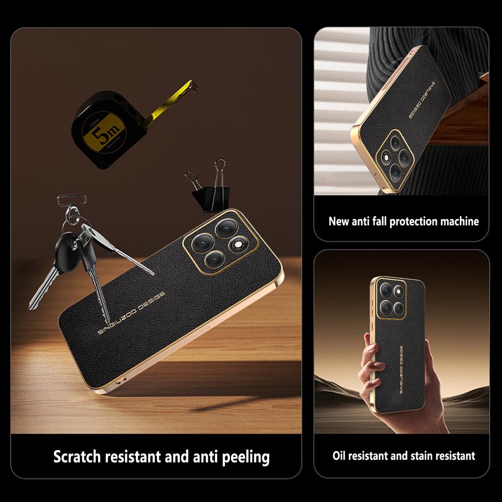 For Motorola Moto G86 Power 5G Case Anti Scratch Litchi Texture TPU Leather PU Phone Back Cover
