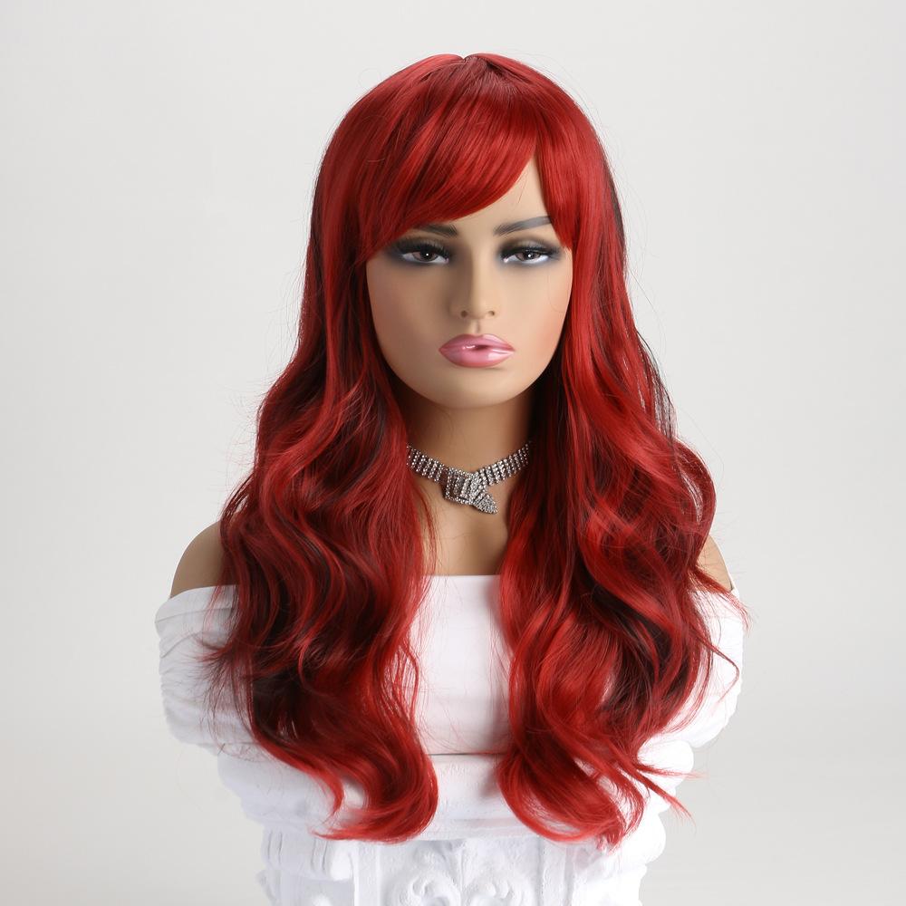 Парик Парик женский модный разноцветный длинные вьющиеся волосы синтетическое волокно пояс боковая челка головной убор