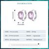 Bamoer 925 Sterling Silver Pink Square Gemstone Ear Buckles Sweet Hoop Earrings for Women Girls Original Design Fine Jewelry