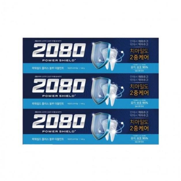 Зубная паста 2080 Power Shield Plus 140 г x 3 шт. / Семейная упаковка, Корейская косметика, Корейский уход за полостью рта, Уход за зубами