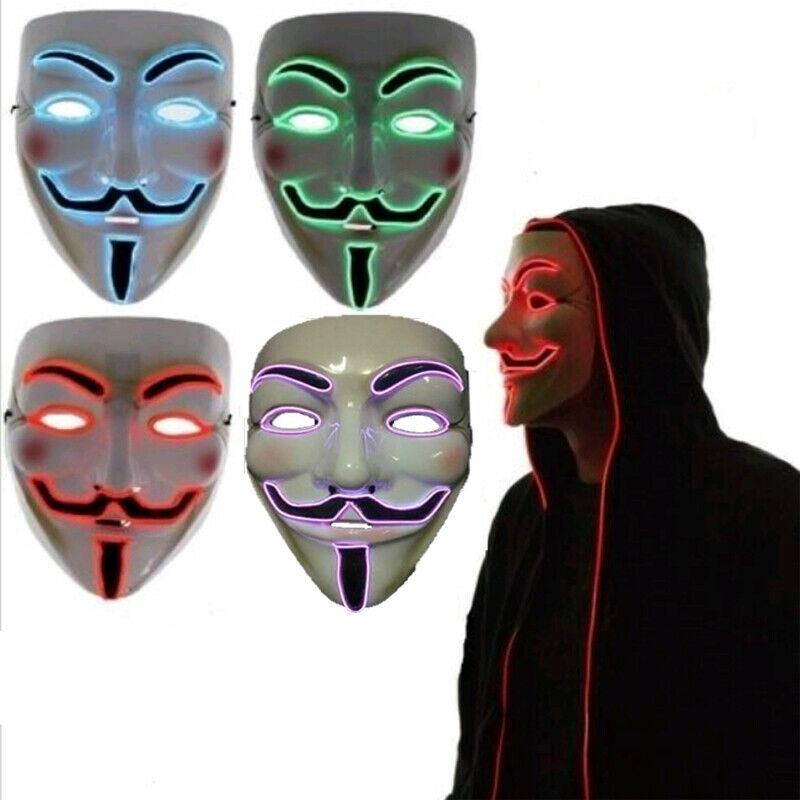 Stunning Led Light Up Mask For Halloween Featuring V For Vendetta Anonymous Design