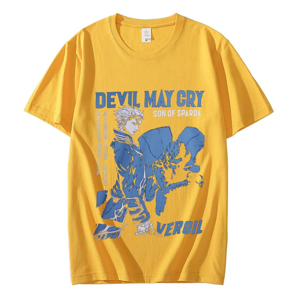 Горячая игра Devil May Cry Графические футболки Модные винтажные футболки большого размера с коротким рукавом Унисекс Повседневные хлопковые футболки Уличная одежда