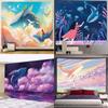 Whale Girl Healing Decoration Hanging Cloth Home Wall Decoration Tapestry Office Living Room Tapestry