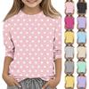 Print Tops For Youth Girls 5-16 Years Round Neck 3/4 Sleeves T-Shirts Trendy Tops Outfit Tees