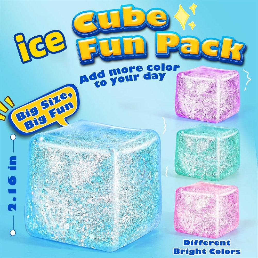 1PC Slow Rise Glitter Gel Ball Cube Sensory Squeeze Toy Squishy Fidget Toys for Kids Adults Stress Relief Balls Gifts