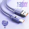 120W 6A Fast Charge USB C Cable C Type C Quick Charge Cable For Xiaomi Redmi Note 14 Iphone 16 15 Fast Charging Data Cord