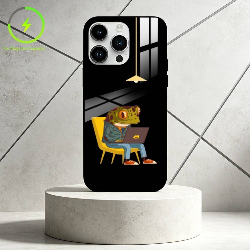 A-Anthropomorphic frog Phone Case For iPhone 17 16 15 14 13 12 Pro Max Plus for Mirror Wireless Magnetic Cover