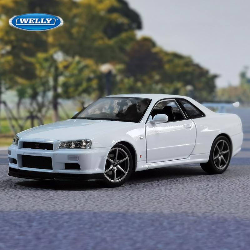 Welly 1/24 Nissan Skyline GTR R34 Сплав Модель Спортивного Автомобиля Литые Металлические Гоночные Автомобили Транспортные Средства Модель Симуляция Детские Игрушки Подарок