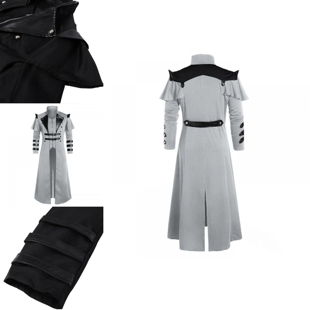 Ретро Длинное Шерстяное Пальто с Разрезом для Сценических Постановок и Модных Фотосессий