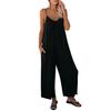 European & American Women's Solid Color Pocket Suspender Jumpsuit