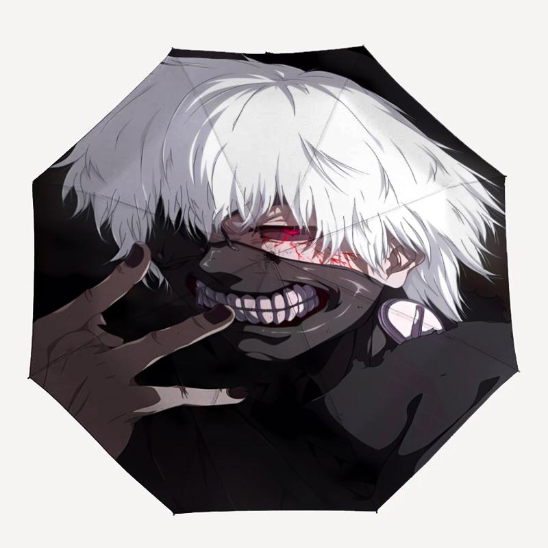 Автоматический зонт в стиле Tokyo Ghoul, легкий и портативный, 8 спиц, идеально подходит для путешествий на открытом воздухе, на дни рождения, Рождество, в качестве подарков.
