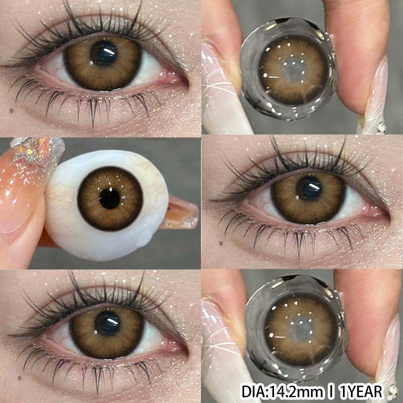 Eyeshare Цветные контактные линзы, светло-голубые линзы для очков, коричневые контактные линзы, коричнево-серые линзы для очков, цветные косметические зеленые линзы, 1 пара