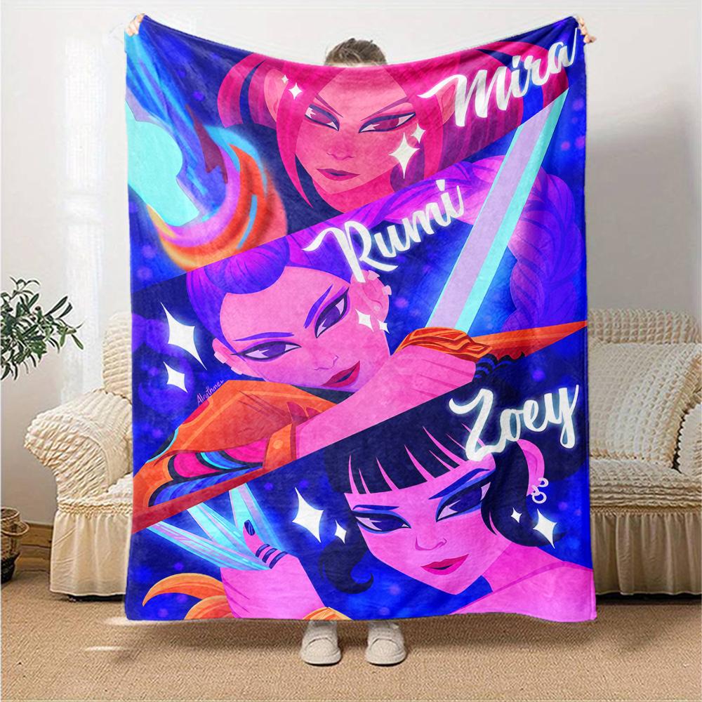 1pc KPop Demon Hunters17 Blanket, Gift, for Men and Women, Soft Blanket, Good for Sofa Bed Couch Travel, Lightweight Flannel Blanket