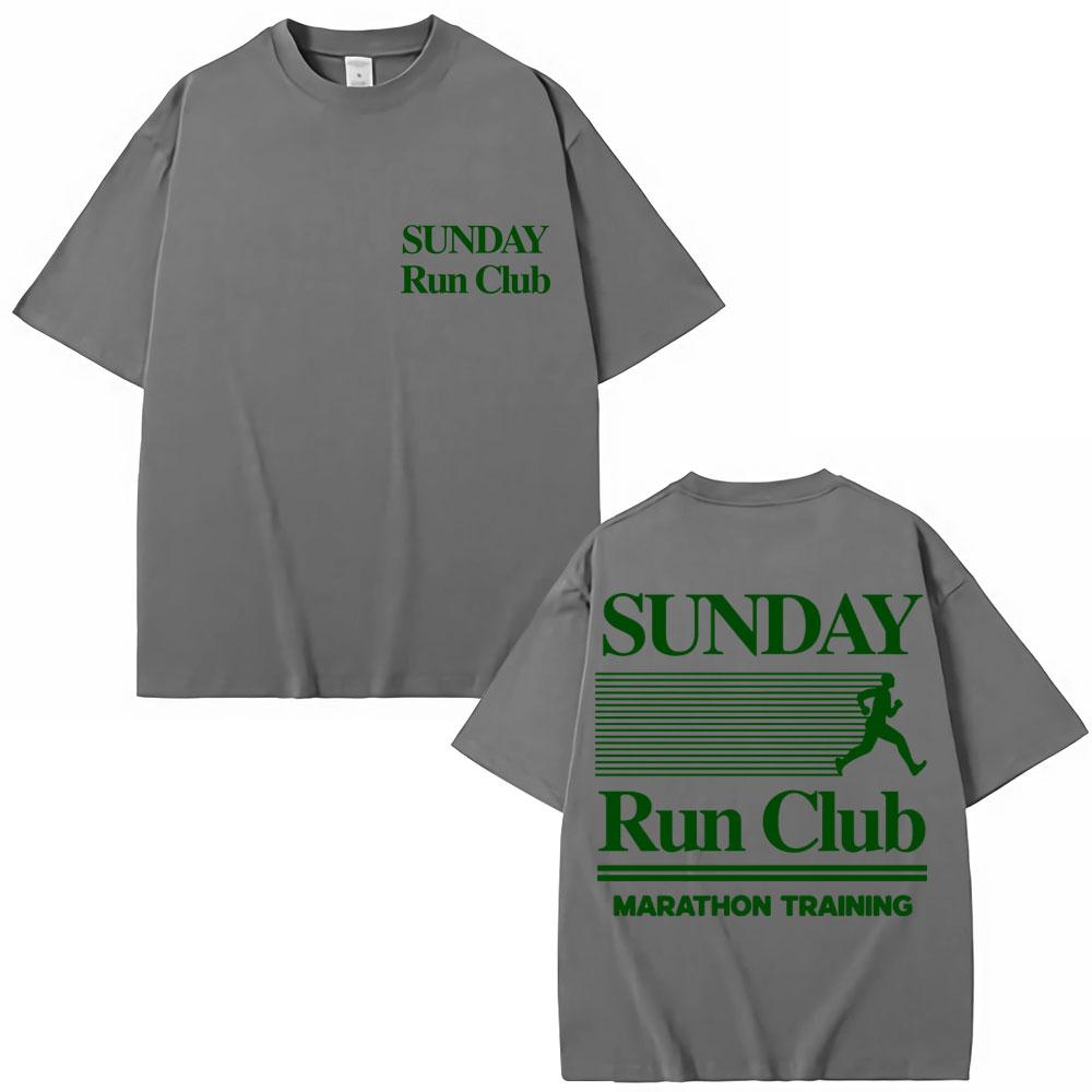Sunday Running Club Graphic Summer T Shirt Cotton Breathable Sporty  Jogging Tshirts Unisex Women Oversized Cotton Casual Tshirt