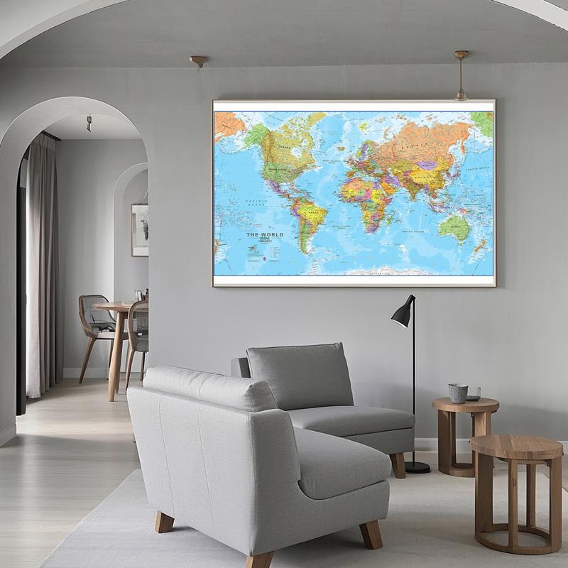 Винтажная карта мира Подробная карта крупных городов в каждой стране Карта путешествий Декор для офиса школы образования