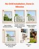 Cat Door for Window, Adjustable to Fit Window Width 584-711 mm, 4 Secure Lock Modes, Aluminum Frame and High-Transparency Glass, Magnetic Closure,