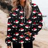 Women'S Fashion Hoodies & Sweatshirts Long Sleeve Drawstring Hoodies Christmas Print Print Oversized Tops Hoodies