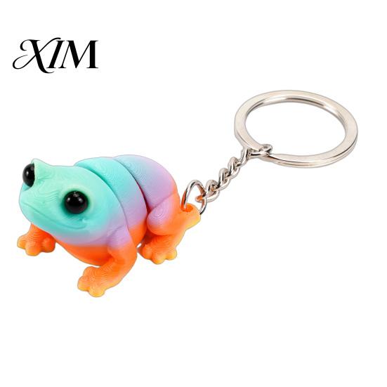 Portable Keychain 3D Printed Articulated Frog Keychain, Animal Pendant Backpack Accessory, Decorative Bag Accessories Charm with Key Ring, Gift