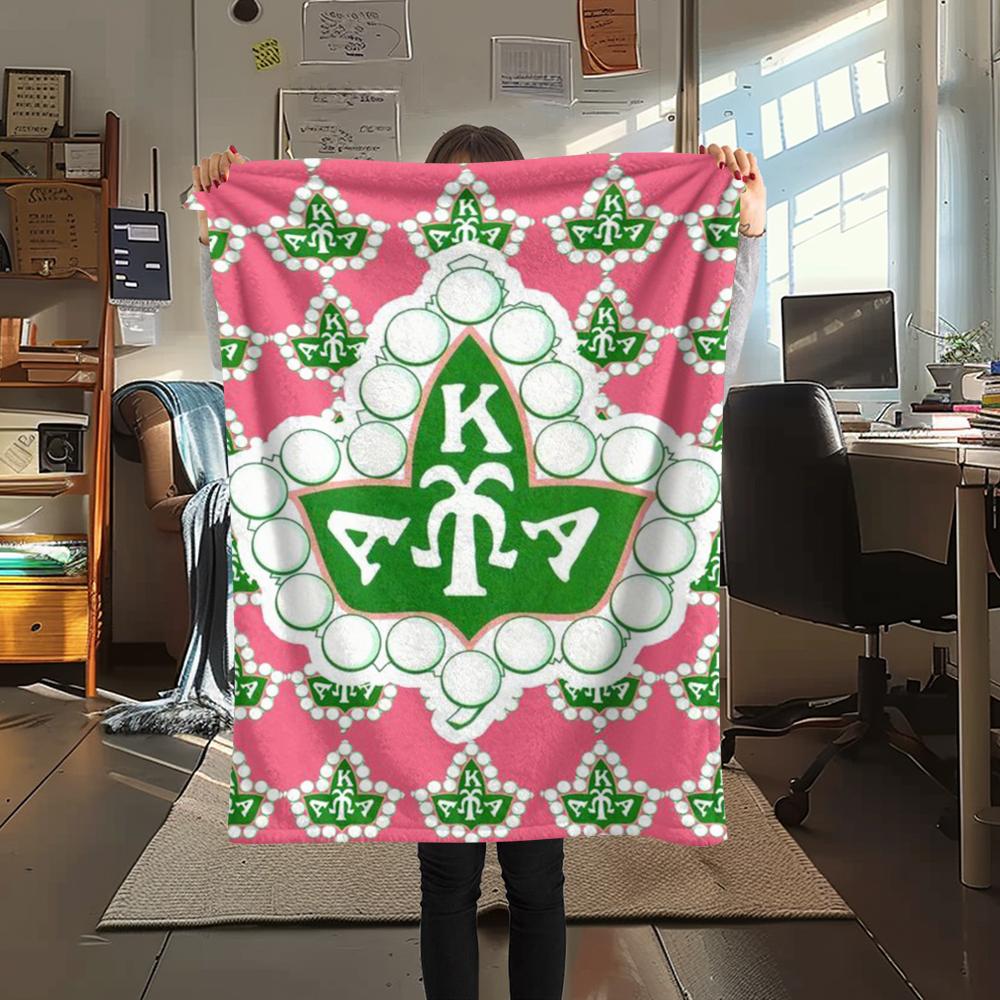 1PC AKA Sorority Print Flannel Blanket, High quality Comfortable for All Seasons, Home Decor, Warmth and Comfort, Perfect for Christmas Gifts