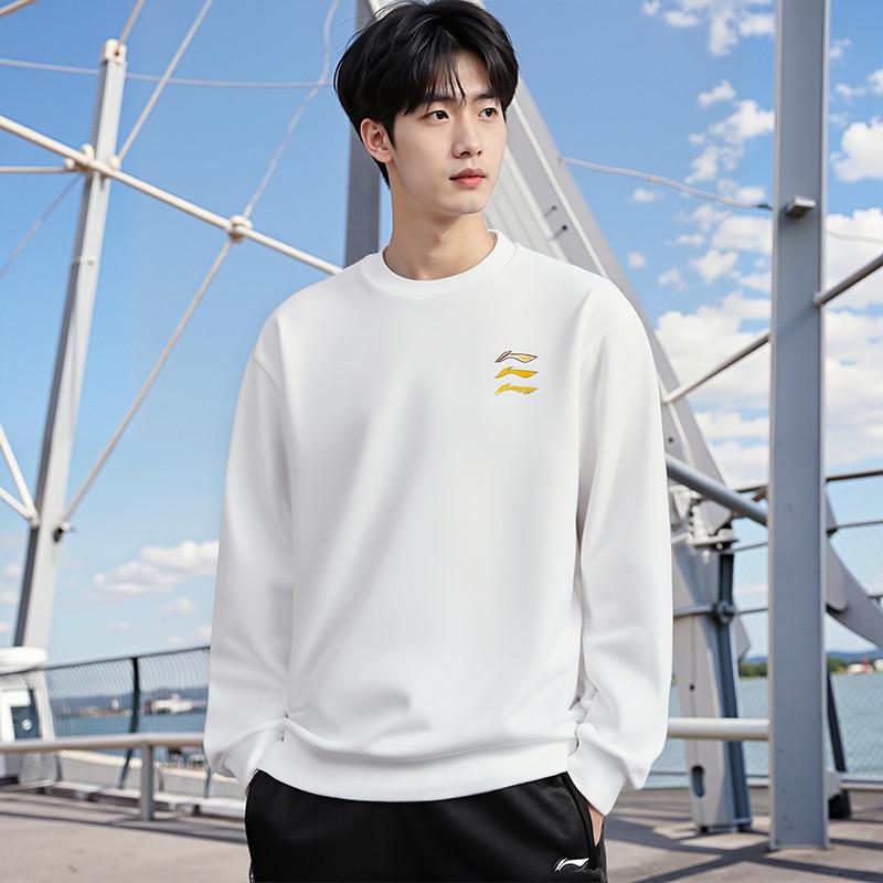 Li-Ning Минималистичный Модный Энергичный Трендовый Пуловер с Круглым Вырезом Спортивный Образ Жизни Удобная Универсальная Толстовка Унисекс толстовка AWDVH01-2