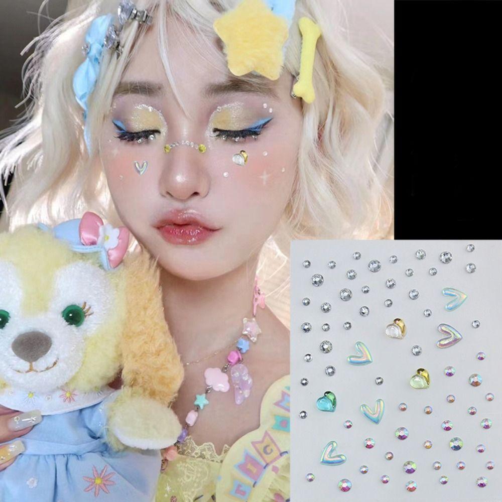 Самоклеящиеся наклейки из смолы наклеиваются на лицо, кристаллические наклейки для волос, макияжа лица