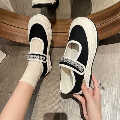 Модные туфли-лодочки для женщин, женская обувь, черная, высокая платформа, парусиновая, со стильной акцией, легкая, новая, по низкой цене, весна, AH