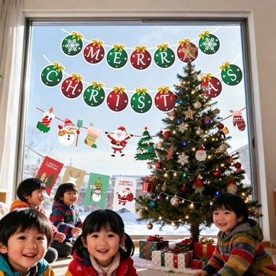 Youchicnow Christmas decorations 4 types Nordic style ornaments wall outdoor garland stickers luxurious elements including stockings Santa Claus candy