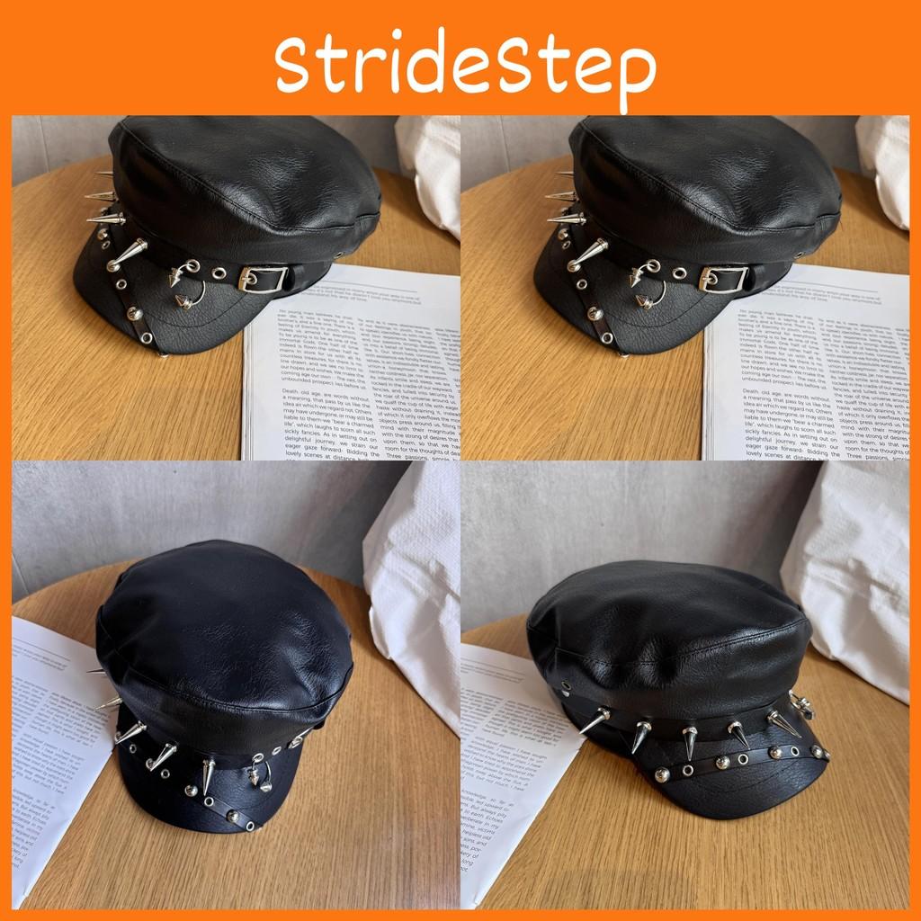 Rivet Solid Color Alternative Streetwear Flat Top Hat Waterproof Punk Goth Fans