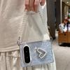 Женский противоударный складной чехол для телефона Huawei PuraXMax с ручкой-ремнем в форме сердца и защитой шарнира по всей поверхности