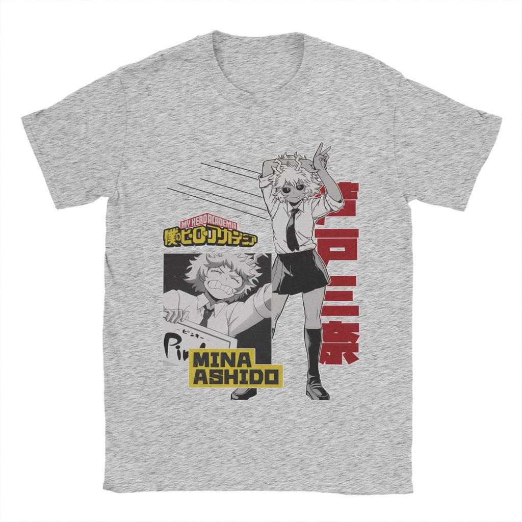 Винтажные футболки в стиле героя Мины Ашидо для мужчин с круглым вырезом и коротким рукавом, одежда Boku No My Hero Academia Manga 100% хлопок летняя одежда