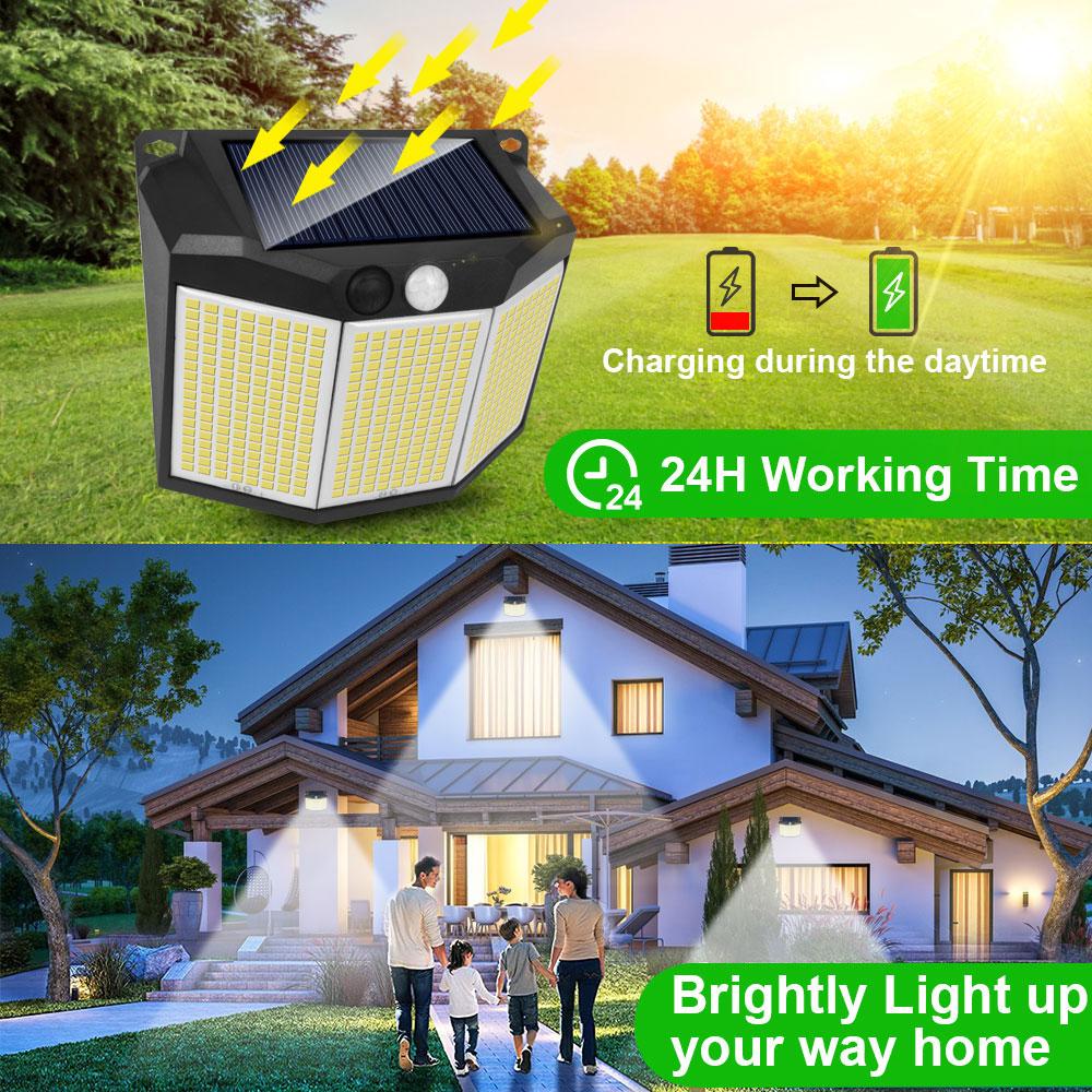 1/2PCS Solar Street Light 432 LED Reflector 3 Lighting Modes Waterproof Solar Powered Motion Sensor Wall Lamp for Garden Patio