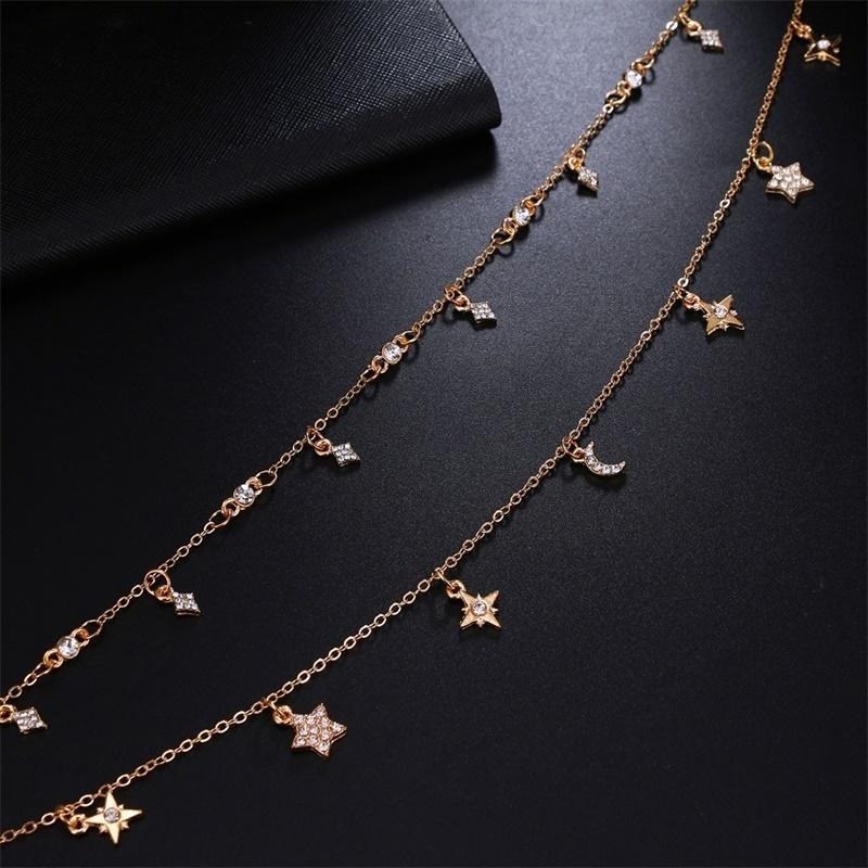 Очарование модное золотое блестящее стразы, звезда, полумесяц, очаровательное колье, ожерелье, женские украшения, подарки