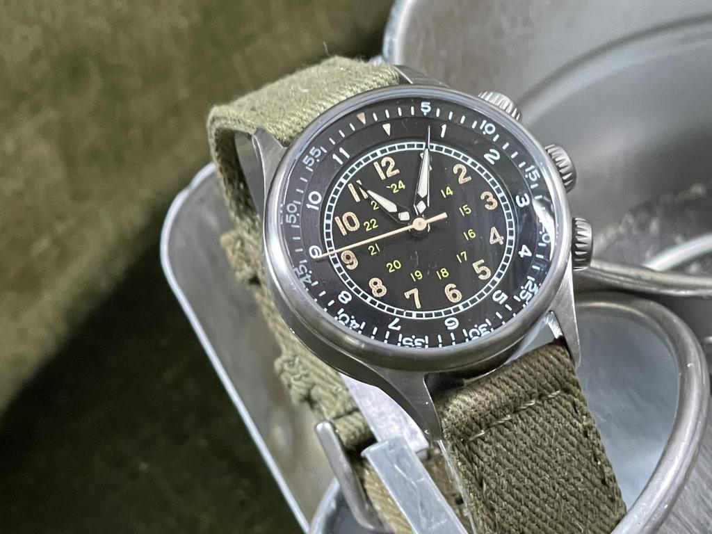 M.R.M.W. Men's Military Watch, Type A-15, Elapsed Time, Olive-Colored Fabric Strap