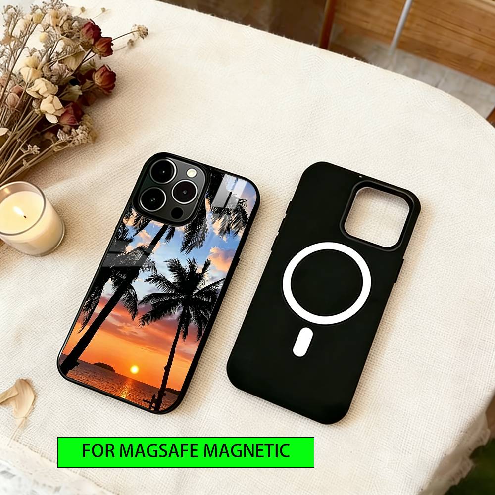 Чехол для телефона с кокосовой пальмой для iPhone 17, 16, 15, 14, 13, 12, 11 Plus, Pro, магнитный с Magsafe, беспроводная зарядка